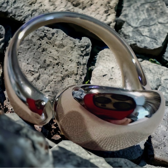 NEW 18K White Gold-Plated Stainless Steel Minimalist Exaggerated Drop Wrap Ring - Picture 6 of 9